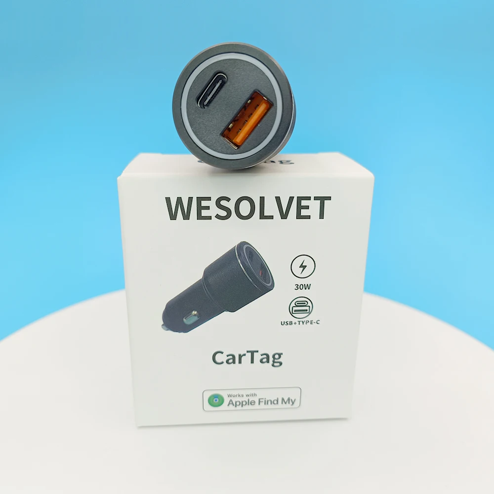 Phone Charger Car Charger Tracker Apple Find My APP USB-A TYPE-C 30W Output 5V 9V 12V Fast Charging