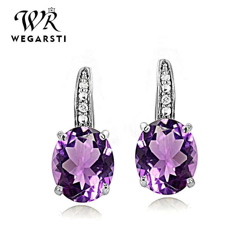 WEGARASTI Silver New Jewelry Earrings Trendy Round Topaz Earring For Women Party Valentines Fashion Silver Earring Gifts