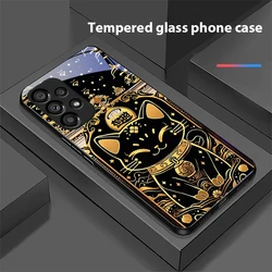 Black Gold Cat Design Tempered Glass Phone Case with Hard Shell - Samsung S10 4G (BLH - BLH2502213)