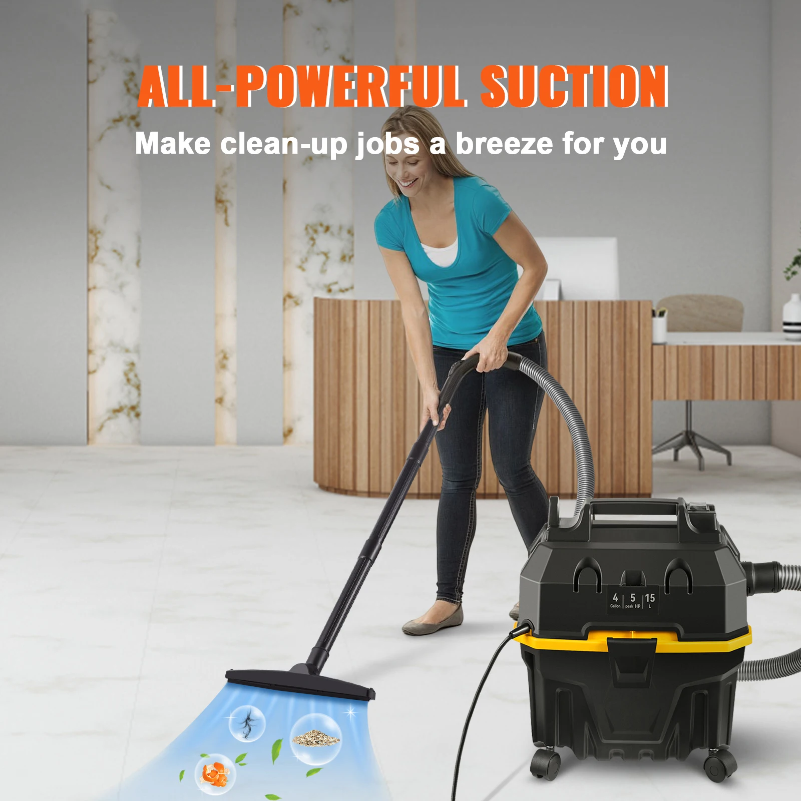 SucceBuy Portable Wet and Dry Vacuum Cleaner 15L For Car & Home Appliance 1200W Power Strong Suction Vacuum Cleaner & Air Blower 2