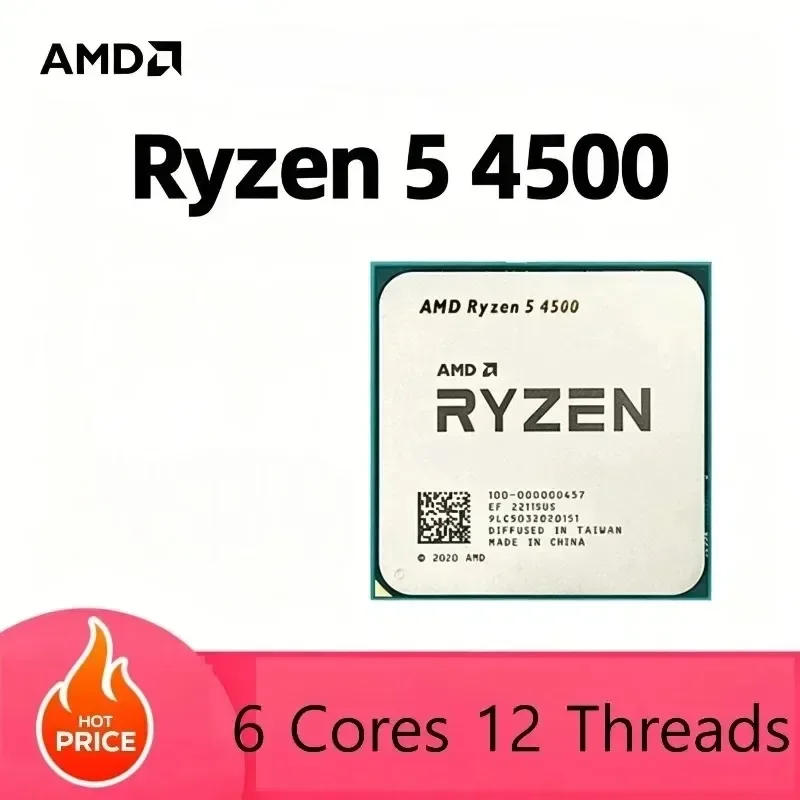AMD 라이젠 5 4500 데스크탑 CPU 6코어 12스레드 최대 부스트 4.1GHz AM4 소켓 PCIe 3.0 OEM 프로세서 (쿨러 미포함) 재고 있음