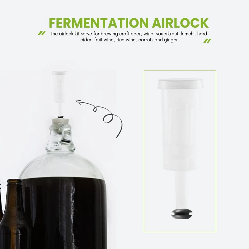 A25F-Airlocks For Fermenting,Fermentation Airlock With Silicone Grommet, For Preservation,Brewing,Beer, Wine, Sauerkraut
