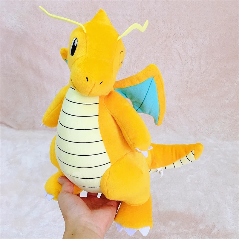 

35cm Cute Winking Dragonite Plush Toy Stuffed Japanese Anime Pokemon Smiling Dragonite Plushies Home Decor Xmas Gifts For Child