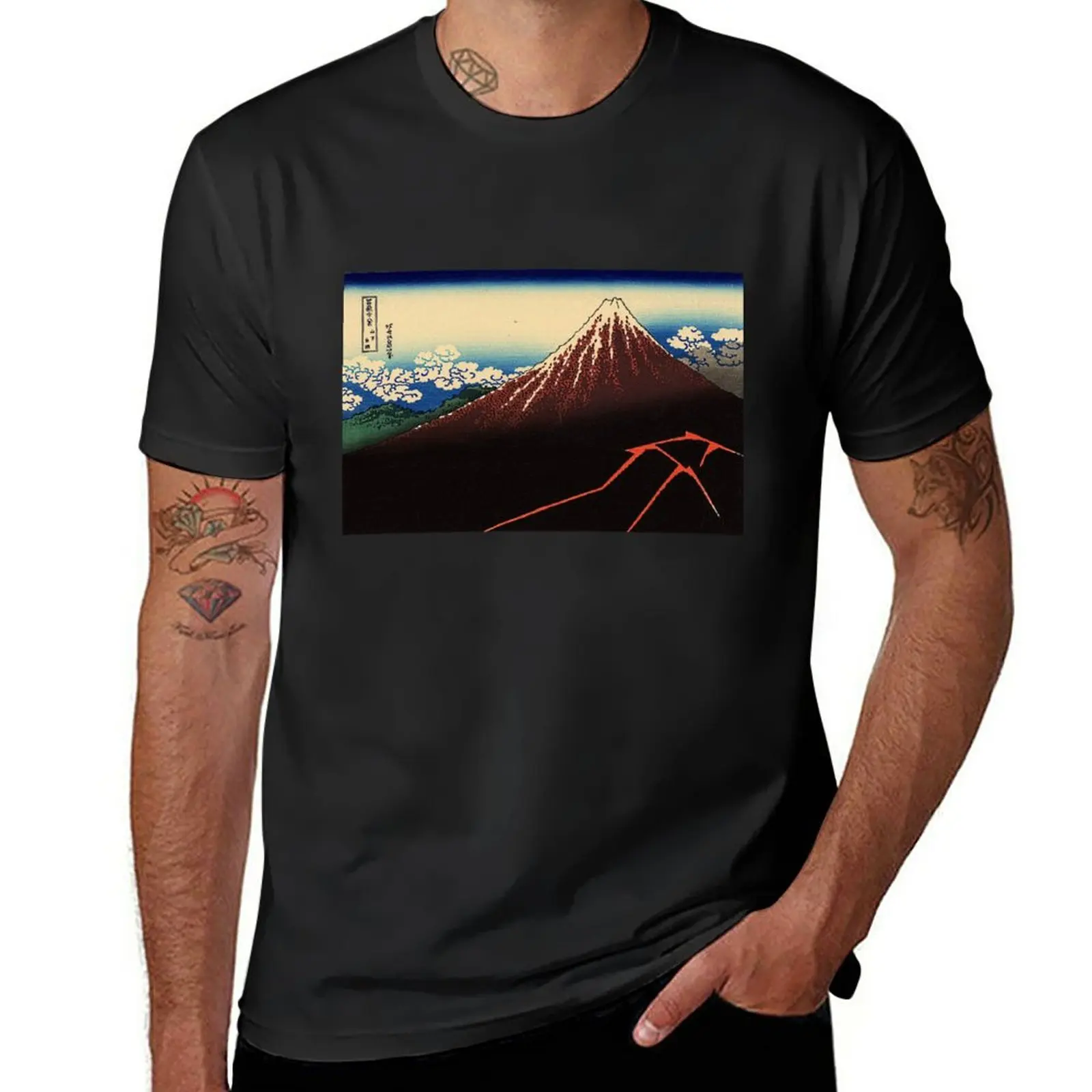 

Новая футболка с молнией под сумкой от Katsushika Hokusai (воспроизведение), короткие футболки без рисунка, Мужская футболка с коротким рукавом