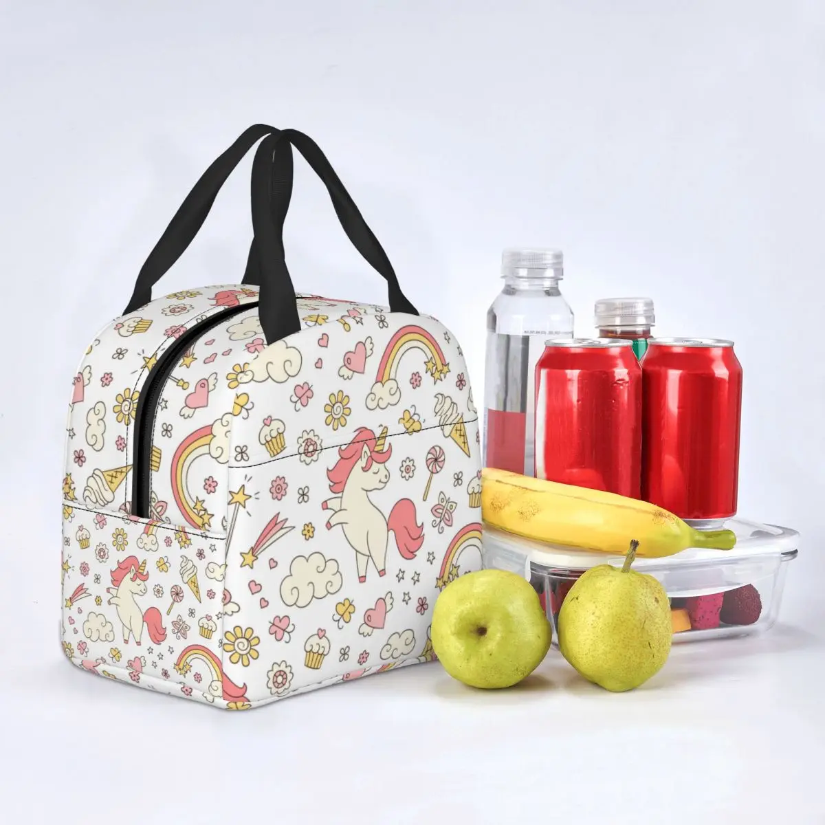 Unicorn Rainbow Insulated Lunch Tote Bag for Women Shooting Star And Magic Wand Thermal Cooler Food Lunch Box Work School Travel
