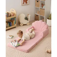 Kids Couch, 2-in-1 Soft Toddler Couch Fold Out, Toddler Chair Comfy, Convertible Sofa to Lounger, Kids Furniture for, Pink Shell 4