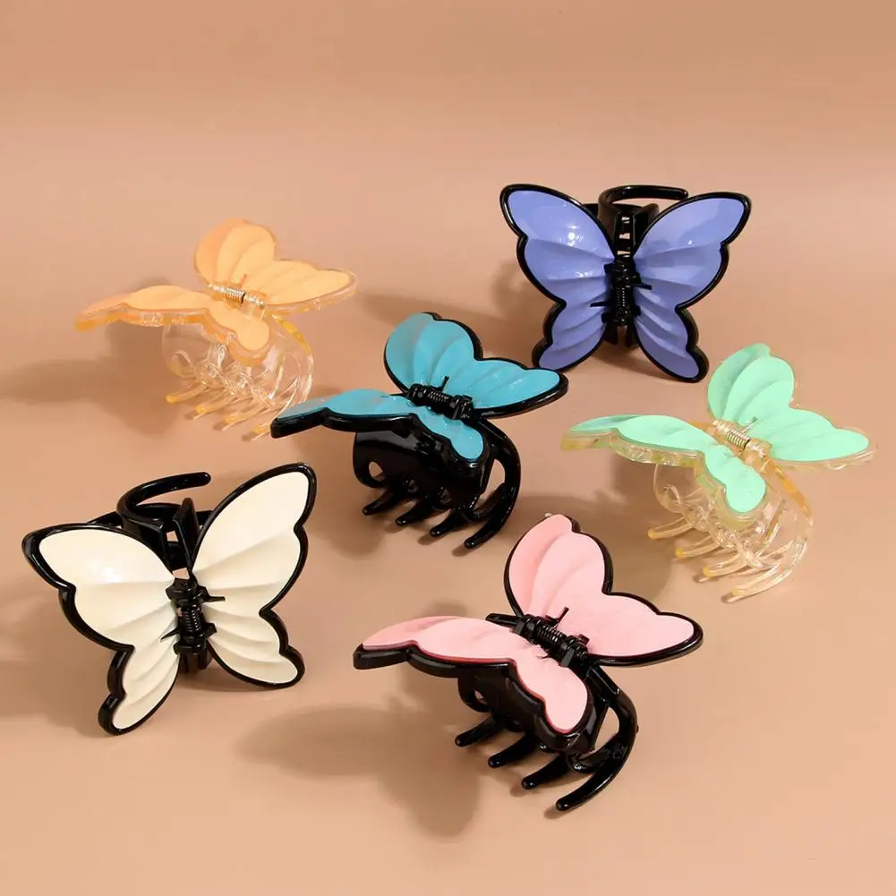 

Women Hairpin Trendy Candy Color Anti-crack Butterflies Shape Smooth Edge Hair Barrettes Female Accessory Lady Claw Lady Claw