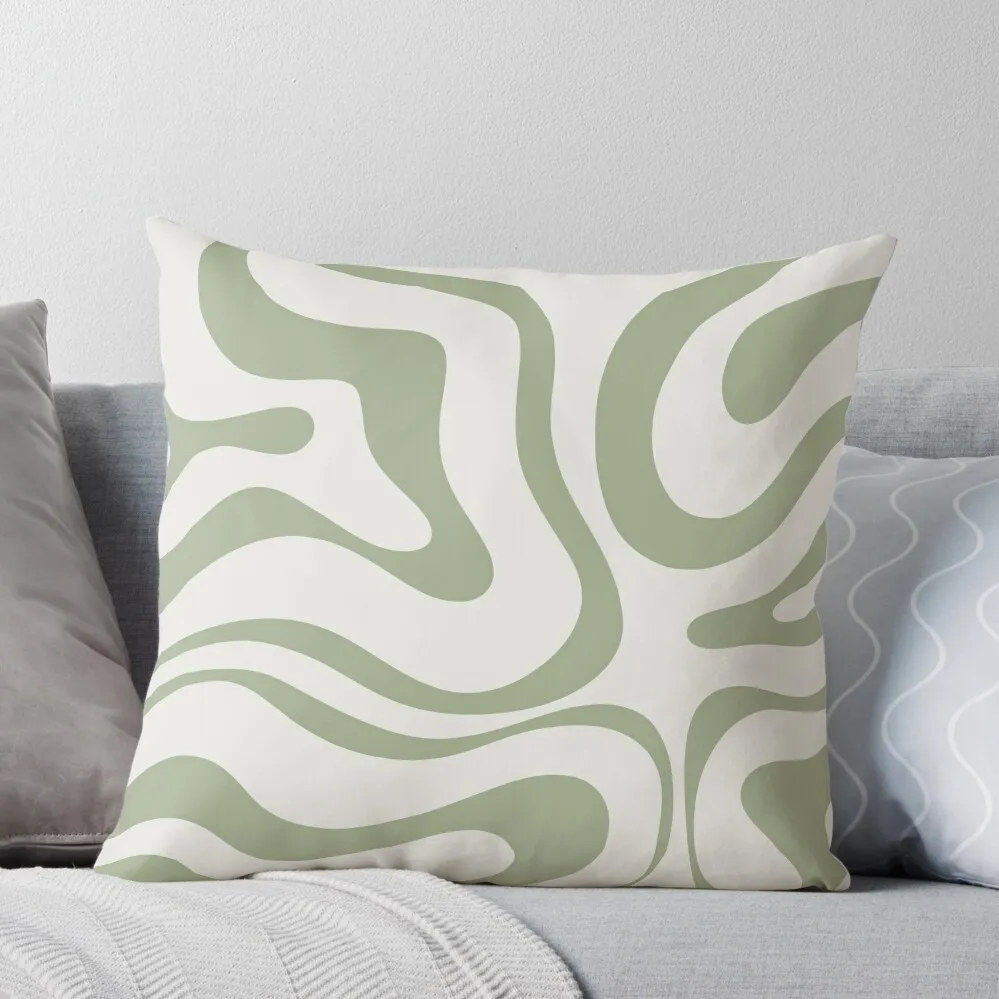 

Modern Liquid Swirl Abstract Pattern in Sage Green Tones Throw Pillow Ornamental Pillow Decorative Cushion Throw Pillow Covers