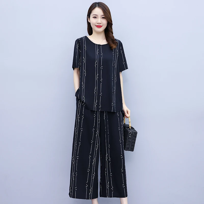 

Cotton Linen Suit Womens Two Peice Sets Vintage Wide Leg Pants Women Clothing 2 Pieces Set Loose Elegant Tops Female Blouses