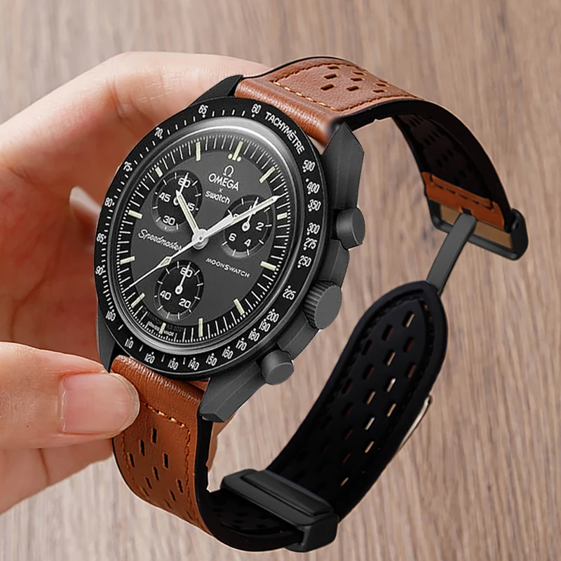 Magnetic Silicone-Leather Smartwatch Strap Bracelet, 22mm/20mm