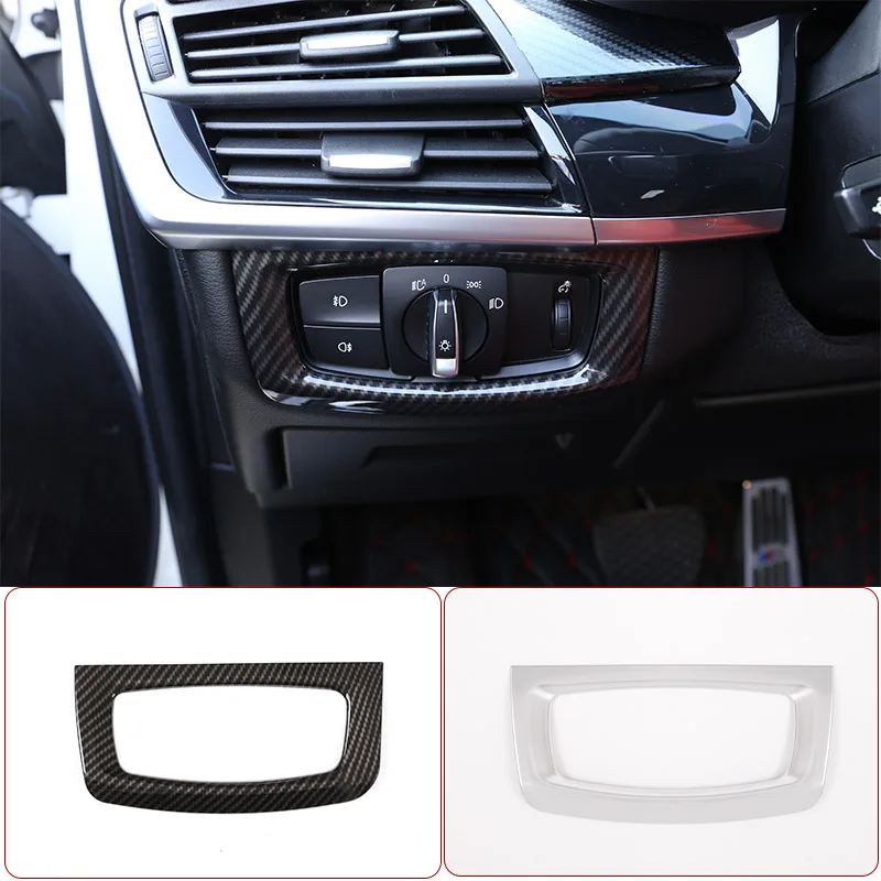 

Carbon Fiber For BMW X5 f15 2014-2018 ABS Chrome Headlight Lamp Switch Decoration Frame Trim Car Accessories