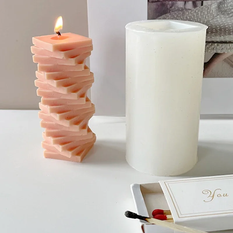 3D Geometry Flower Column Silicone DIY Pillar Candle Molds for