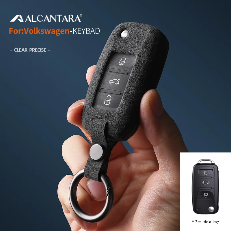 

Alcantara Suede Car Key Case Cover Shell For Volkswagen Passat Jetta Lavida Sagitar Bora Golf 7 Polo Tiguan Accessories