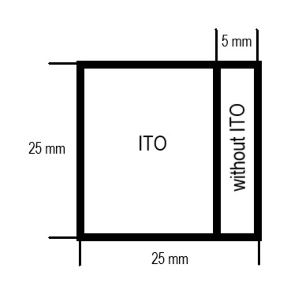 

Customize 25x25x1.1mm 7-10 ohm/sq 100pcs Lab Transparent Conductive Indium Tin Oxide ITO coated Glass W/ Etch