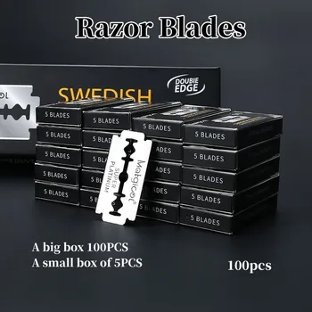 100 pz Lame di rasoio a doppio bordo Lame di rasoio da uomo Lame da barba in acciaio inossidabile Lame di rasoio manuale Strumento di rasatura 1