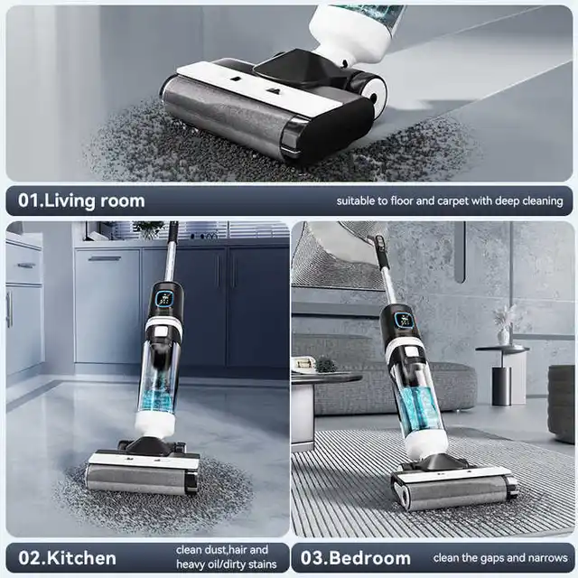 Household Wet and Dry Multi-Function Floor Fleaner USB Cordless Vacuum CLeaner Home Upright Handheld Electric Mop for Kitchen 5