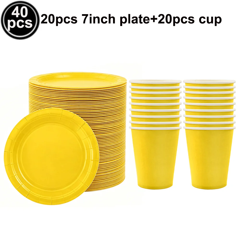 Elegant Yellow Disposable Tableware Set