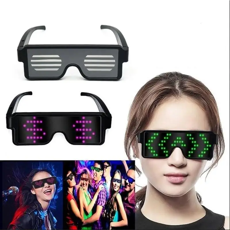 

LED Glowing Glasses Luminous Glasses Neon Christmas Glow Sunglasses Flashing Light Glass For Party Supplies Prop Costumes 4W