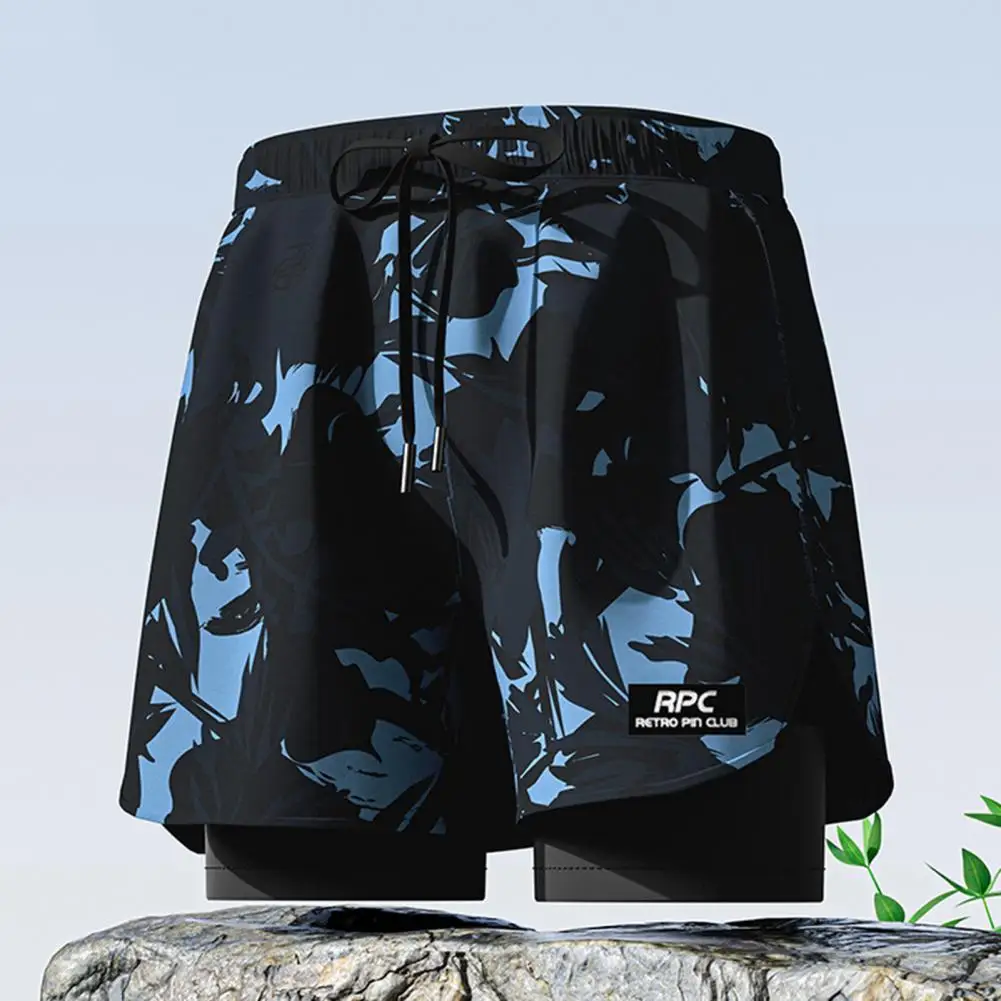 Swim Shorts Men's Elastic Waist Drawstring Swimming Shorts with Compression Liner Pockets Summer Swim Trucks for Supportive