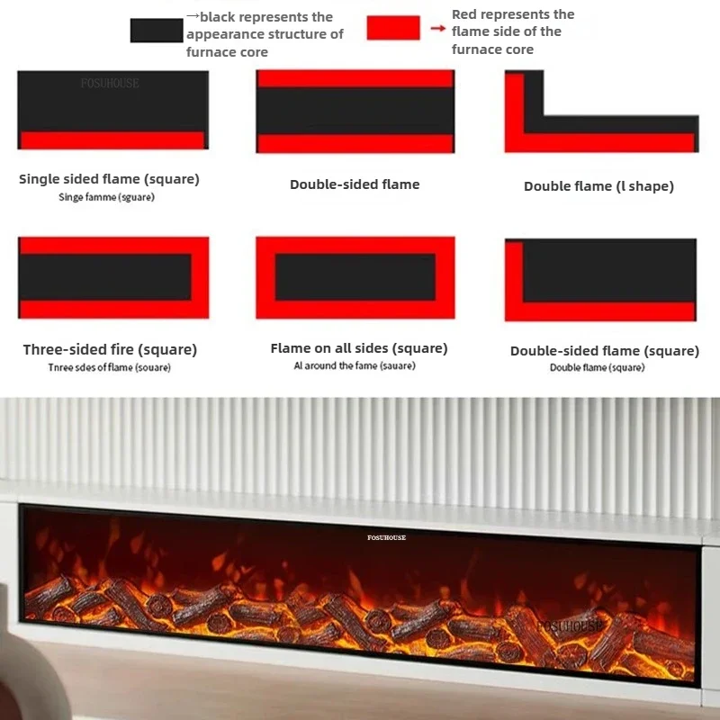 Nordic Fireplace Core with Fire Imitation Living Room Decoration Fireplaces Light Luxury Embedded Decorative Electric Fireplace