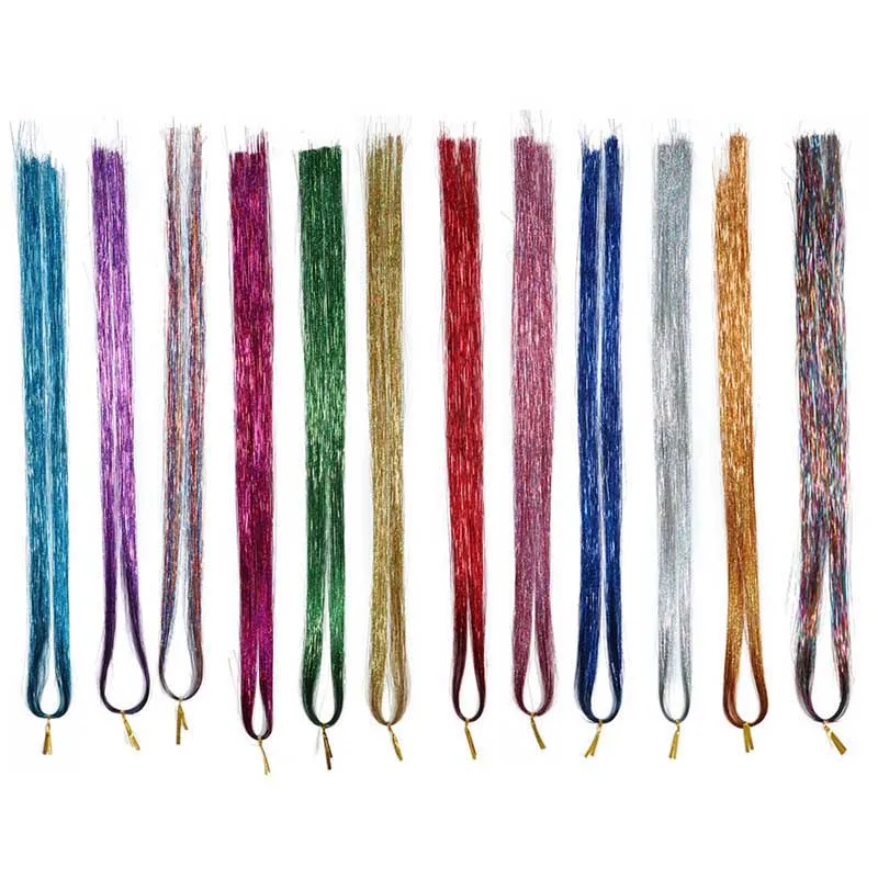 

Hair Tinsel Strands Kit, Tinsel Hair Extensions, Fairy Hair Tinsel Kit For Women Girls With Tools (12 Colors)