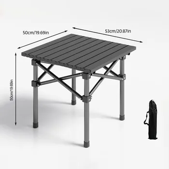Outdoor Folding Table Heavy Duty Carbon Steel Height Adjustable Lightweight Metal Camping Hiking Backpacking Picnic BBQ Portable 6