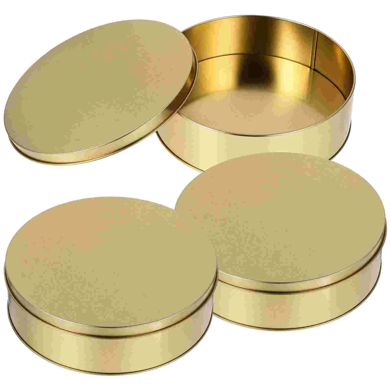 

3 Pcs Candy Jar Tinplate Be Put into The Oven Cake Iron Box 65 Inch Biscuit Packaging Holiday Tins Round Cookie Travel