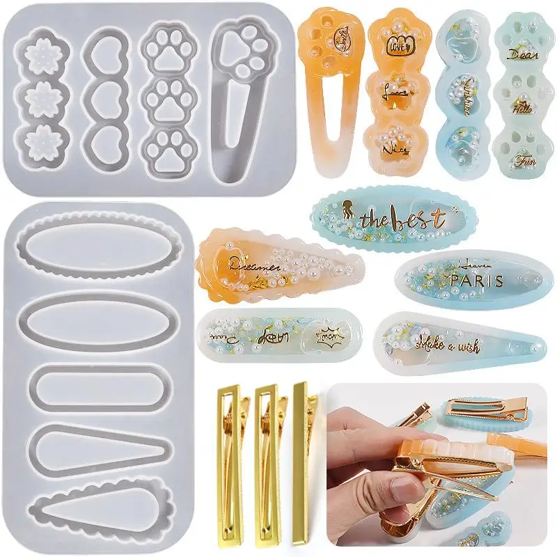 30PCS Silicone Resin Molds DIY Hair Pin Jewelry Casting Mold for