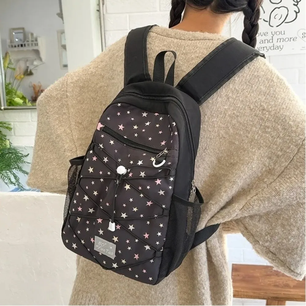 Trendy Nylon Outdoor Backpack Large Capacity Star Print School Bag Wear-resistant Korean Style Women's Backpack Adults 5