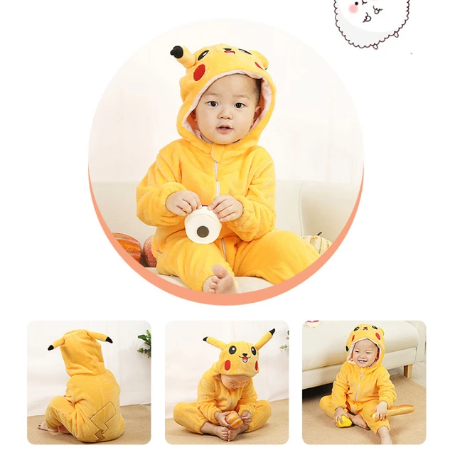 Cartoon Pokemon Pikachu Baby Pyjamsa Newborn Winter Long-sleeved Clothing  Kids Rompers Babies Toddler's Clothes Costume
