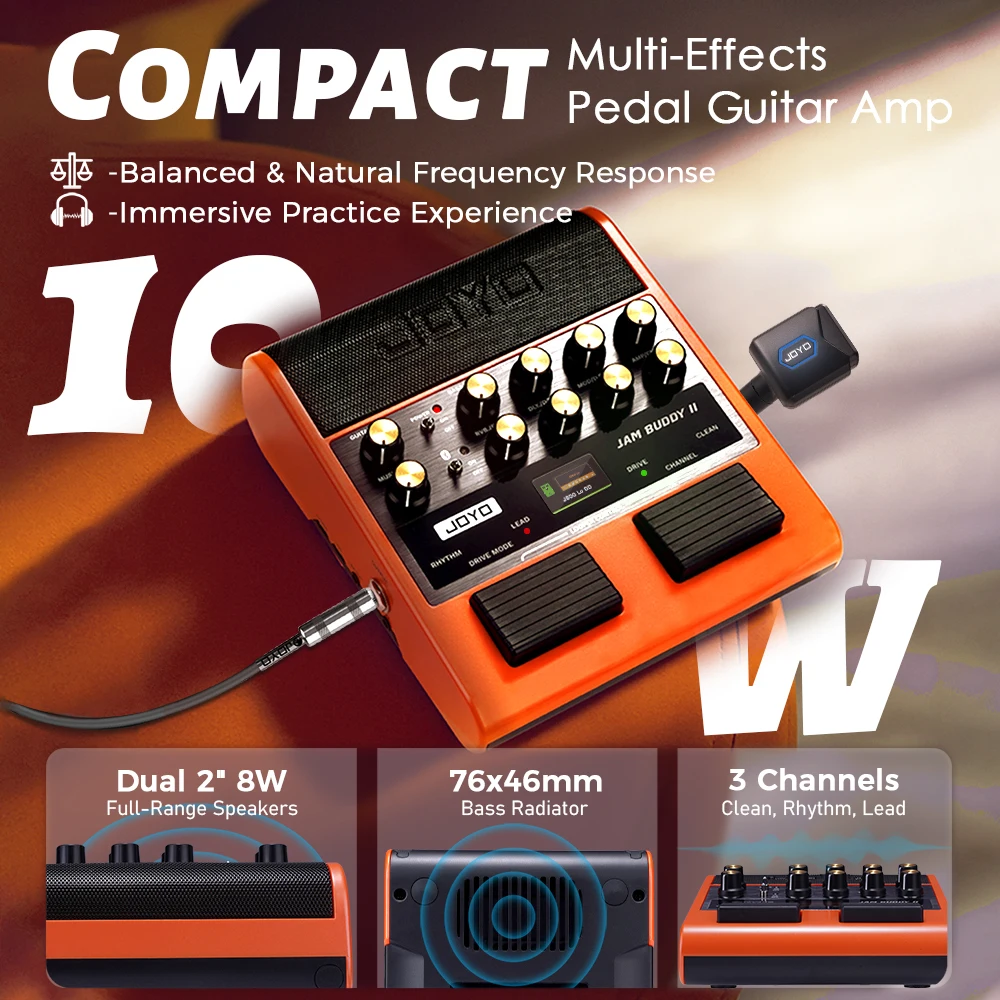 JAM BUDDY II 10W Guitar Amp 14 Amp Models 9 Effects Drum Machine Looper Bluetoot