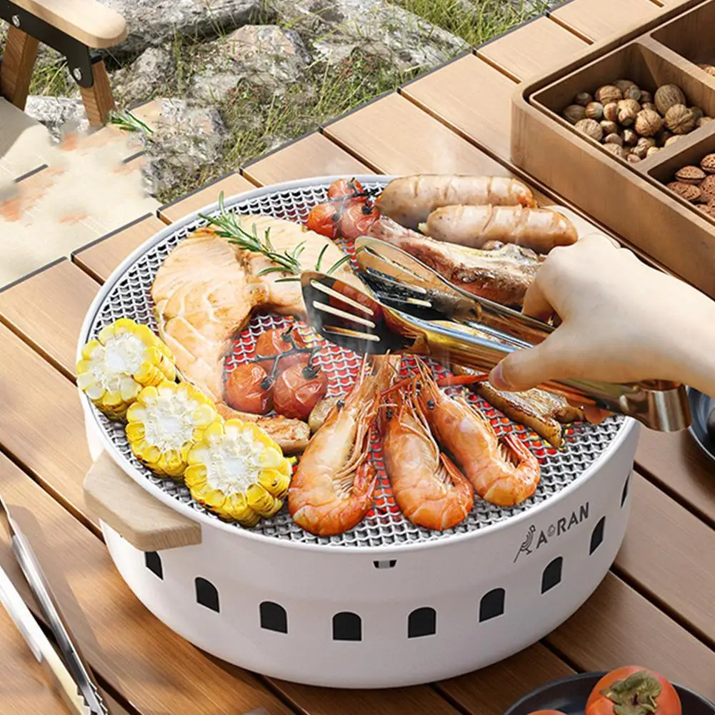 

Round Barbecue Stove Portable Versatile Charcoal Oven Durable Outdoor Camping Picnic Travel Mini BBQ Boiling Tea Grilling Grill