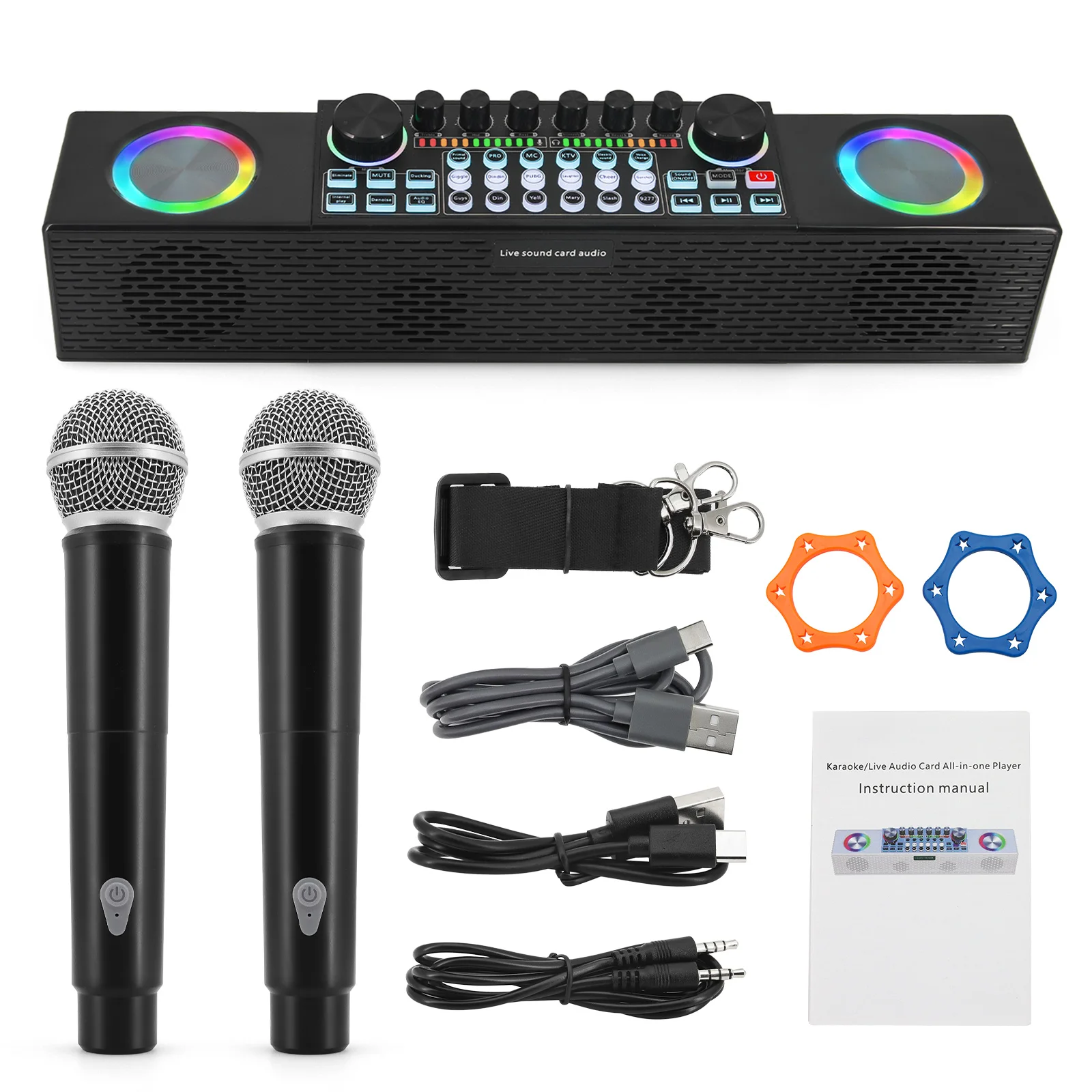 SY6 Wireless Singing Speaker Sound Card Audio All-in-one Family Outdoor Karaoke Machine Bluetooth-compatible Sound + Microphone