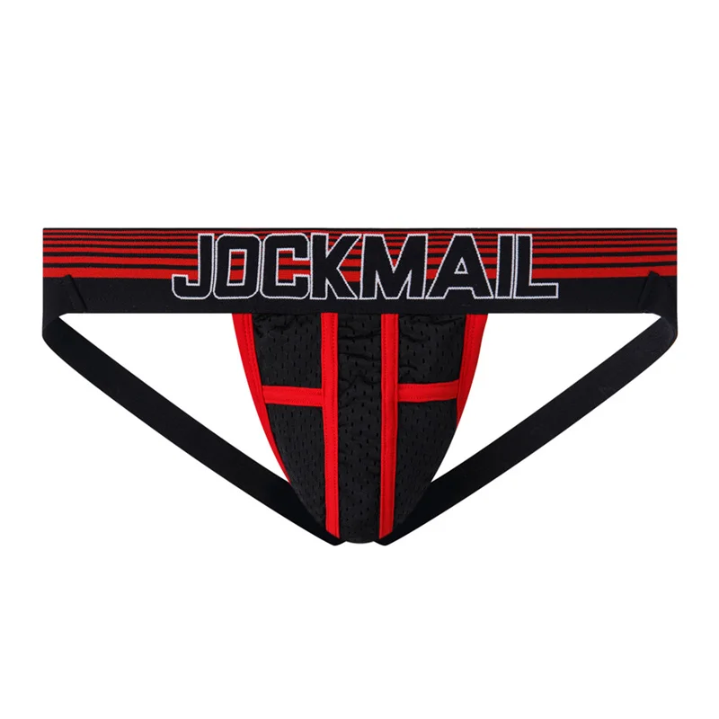 JOCKMAIL Sexy Mesh Men's Underwear Low Waist Plus Size Boxer Briefs nylon contrasting male underpants gay jockstraps boy thongs funny boxers for men