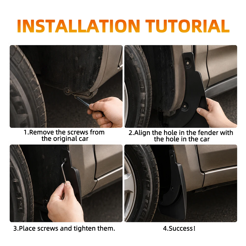 푸조 308 Mk2 T9 2014 2015 2016 2017 2018 2019 2020 2021용 머드 플랩, 소프트 머드가드, 스플래시 가드, 펜더, 드릴링 없이 설치하는 머드플랩