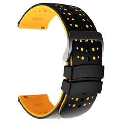 Breathable Silicone Sports Smartwatch Wristband, 22mm Strap Replacement - 1pcs 22mm (Black Yellow)