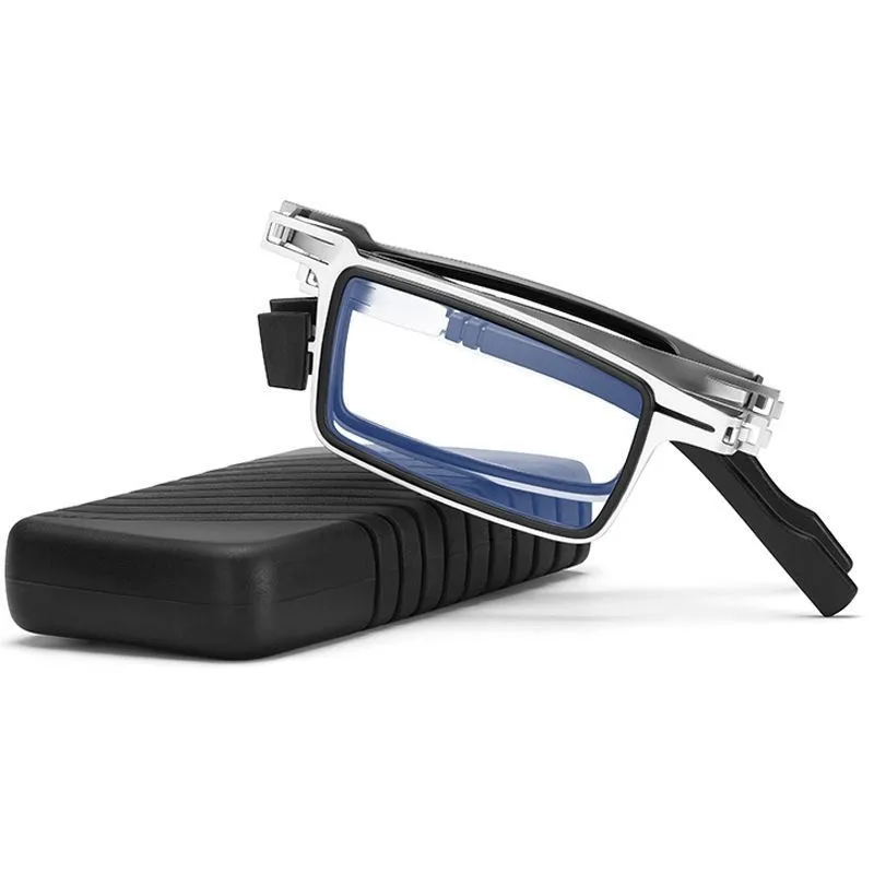 Stahl Metall Klapp Lesebrille Hd Anti-blau Licht Tragbare Modische männer Und frauen Lesebrille Set – Detail 1