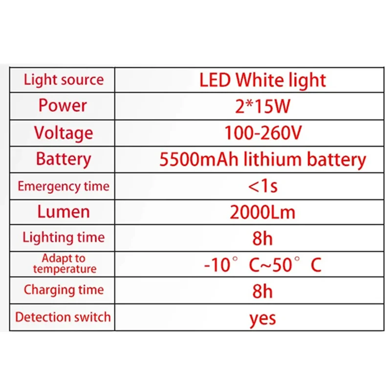 비상 램프 정전 자동 비상 조명, 고출력 30W 긴 수명, 8 시간 비상 조명 AC100-260V, 50Hz, 60Hz