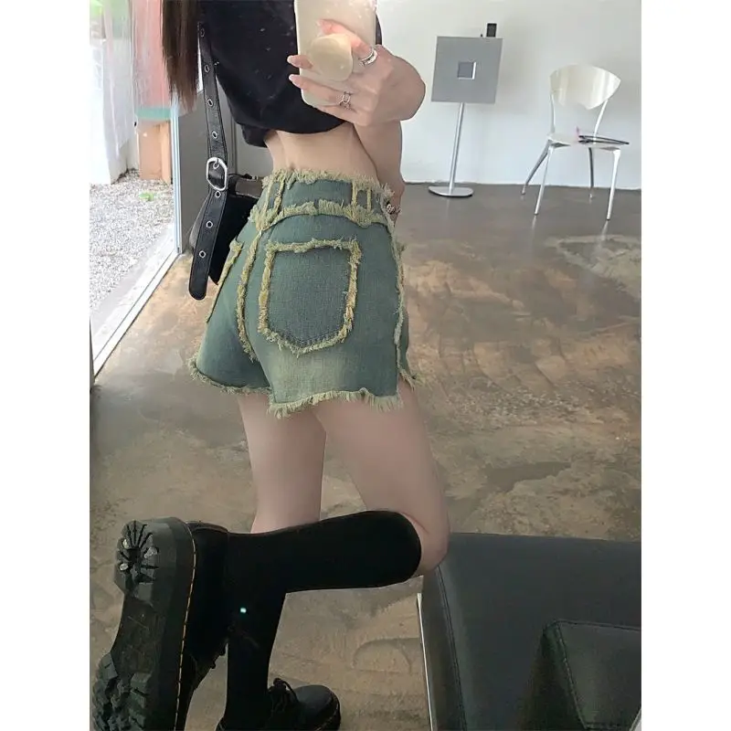 Distressed Shorts Women  Jeans Summer Patchwork High Street Fashion Simple All-Match Comfortable Korean Style Chic Loose