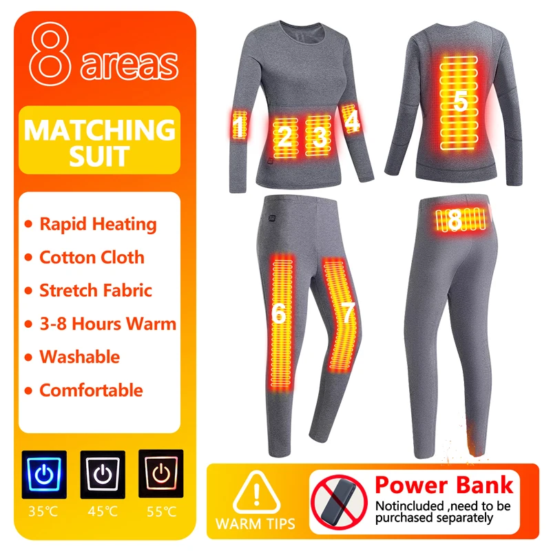 Electric Heated Underwear Set Cycling Jacket Self Heating Jacket For Men Women Moto Fleece Thermal Long Johns Tops Pants