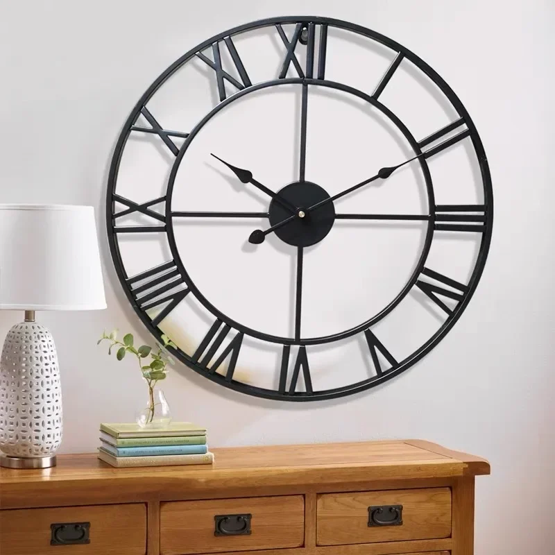 Wall Clock Iron Wall Hanging Clock Big Size 3D Nordic Metal Round Large Wall Watch Modern Style Clocks Decoration for Home Living Room