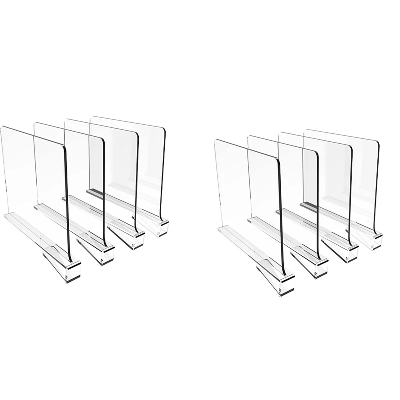 

8 Pack Shelf Dividers For Closet Organization,Clear Wood Shelves Dividers For Kitchen Cabinets,Clothes Organizer