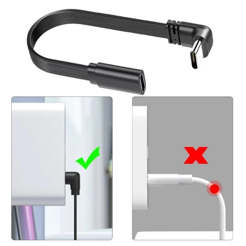 플랫 240W USB C 수컷에서 수컷 케이블 USB C 수컷에서 수컷 커넥터 유형 C 충전 케이블 랩탑 전화 3.94in/7.8in