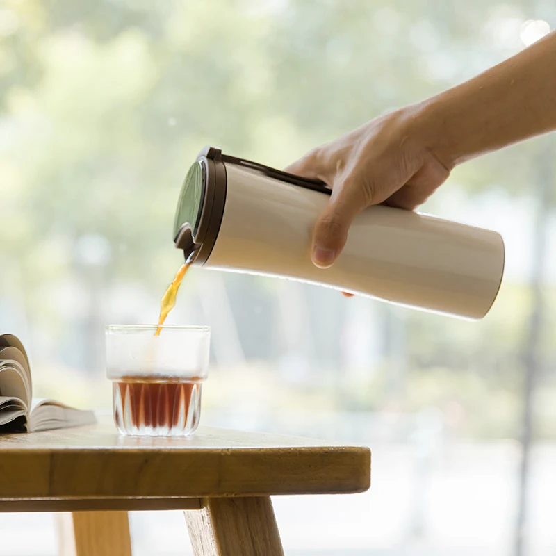 Smart rejsekrus Moka kaffetumbler 430ML rustfrit stål termisk vakuum vandflaske bærbar touchskærm_voghion.com