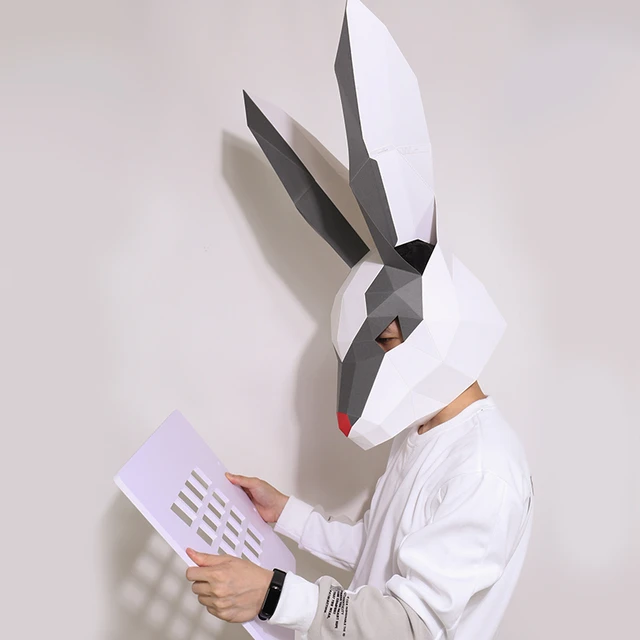 DIY Paper Rabbit Mask Papercraft Printable PDF