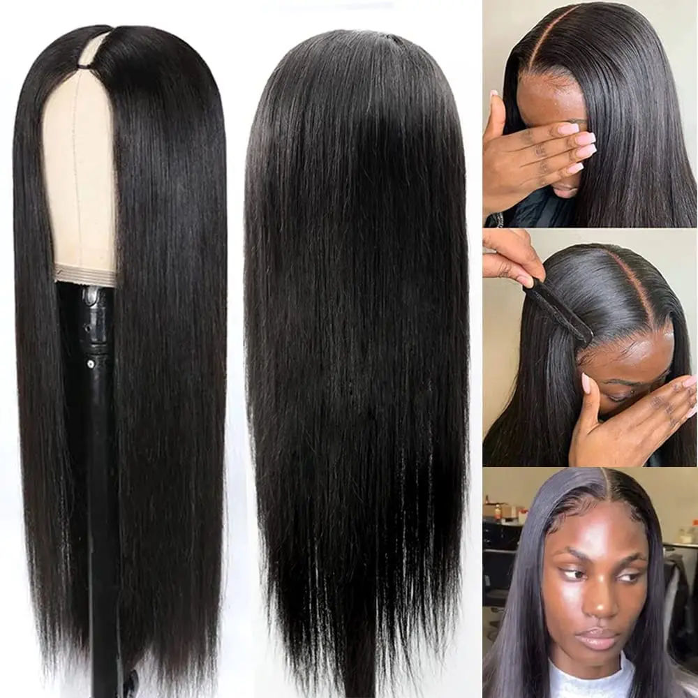 Remy Hair No Leave Out V Part Straight Wigs Natural Color 100% Human Hair Upgrade 18-32 Inches Brazilian 250% Density Women Hair