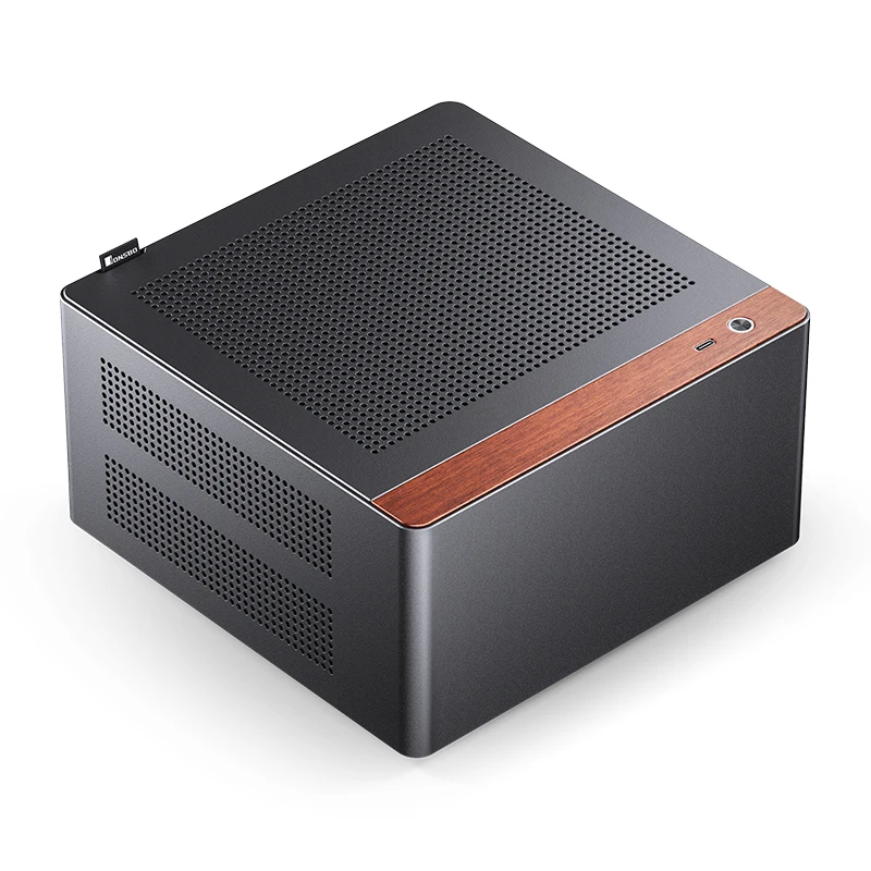 JONSBO NV10 N10 ITX Mini Desktop Case (3.3mm Aluminum Alloy Shell/North American Black Walnut/ITX Version/PCIE4.0 Adapter Cable)
