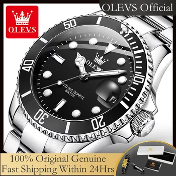 OLEVS Top Original Quartz Watch for Men Diving Series Stainles Steel Waterproof Man Watch Fashion Luxury Brand Men's Wristwatch 1