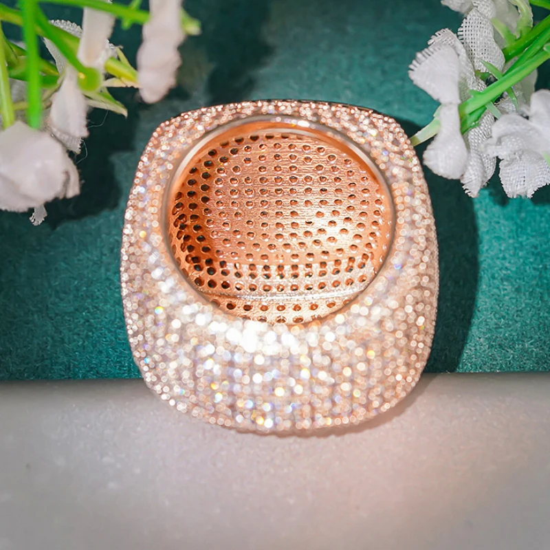 Huitan Funkelnder voller Bling Iced Out Fingerring für Damen, Luxus-Antragszubehör, Micro Pave Zirkonia-Schmuck für Party – Detail 32