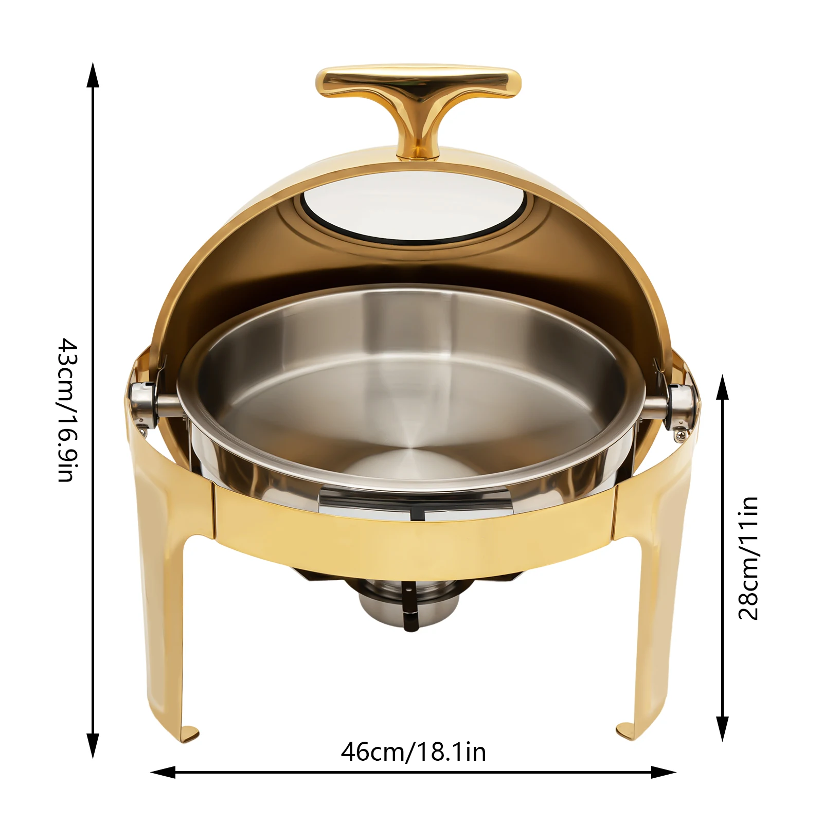Round Chafing Dish Buffet Set, Buffet Warmers Set, Roll Top Stainless Steel Warmer